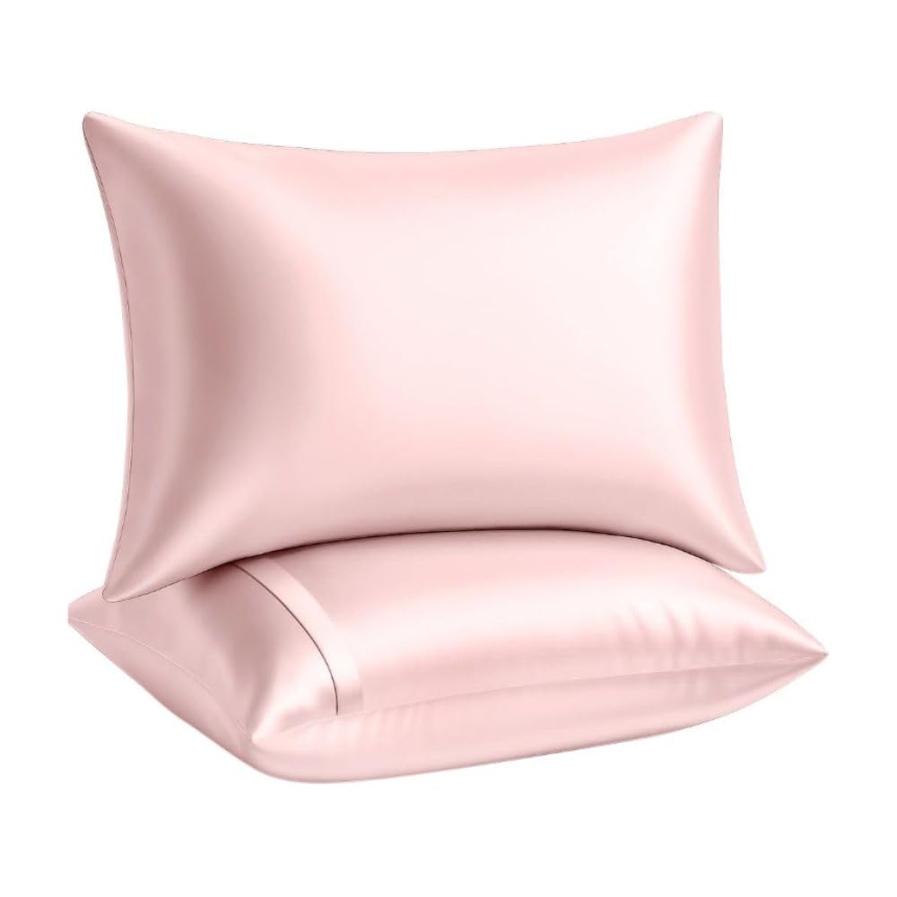 BLISSFORD Satin Pillowcase with Zipper, Like Silk Pillow Cases - Black
