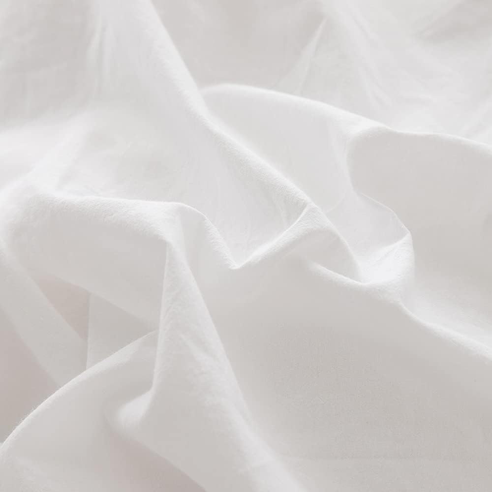 FACE TWO FACE Bedding Duvet Cover Set100% Washed Cotton Duvet Cover Linen Like Textured Breathable Durable Soft Comfy (Full, White)
