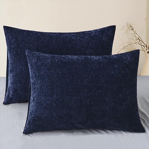 CaliTime Decorative Couch Throw Pillow Covers 18 X 18 Inches Navy Blue