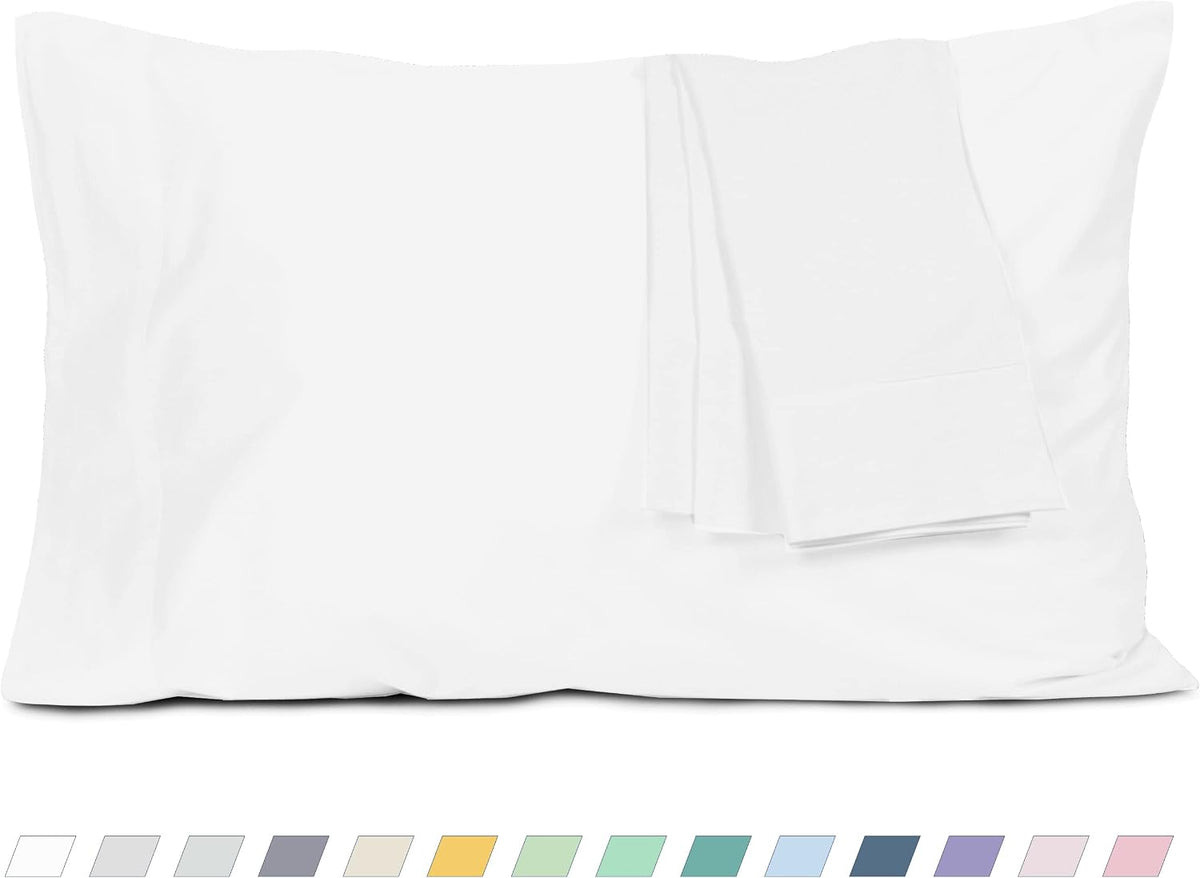 Pillow Cases Standard Queen Size 100% Cotton Percale Set of 2, White