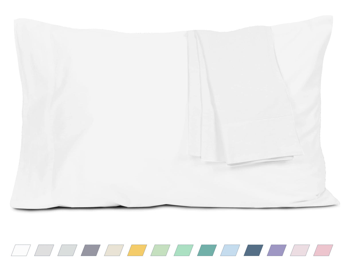 Pillow Cases Standard Queen Size 100% Cotton Percale Set of 2, White
