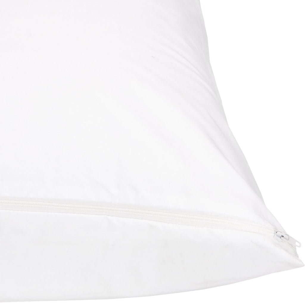 Amazon Basics King Pillow Protector with Zipper, Breathable 100% Cotton Hypoallergenic, Tight Weave, Machine Washable, White, 37 x 21 Inches, Pillows Not Included