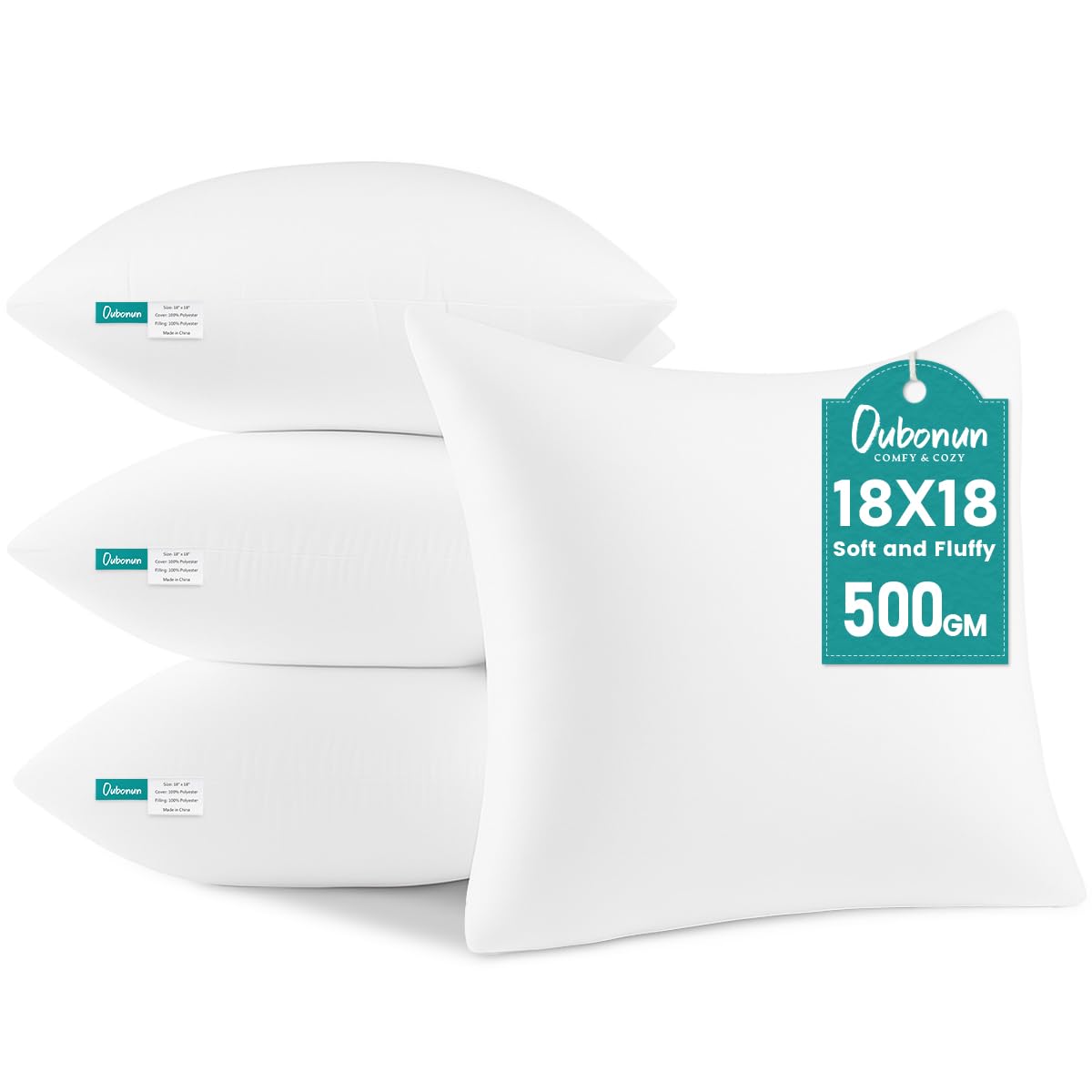 Oubonun 18 x 18 Throw Pillow Inserts