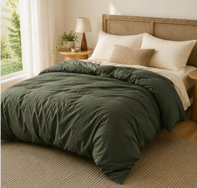 Bedsure Prewashed Duvet Cover King, Cotton-Like Soft Bedding Set, White