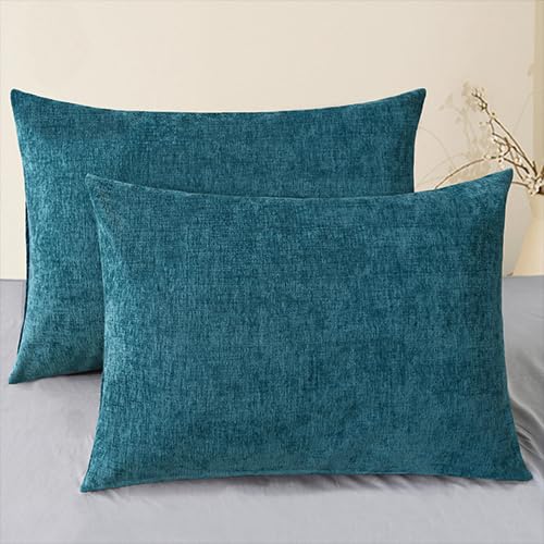 CaliTime Decorative Couch Throw Pillow Covers 18 X 18 Inches Navy Blue