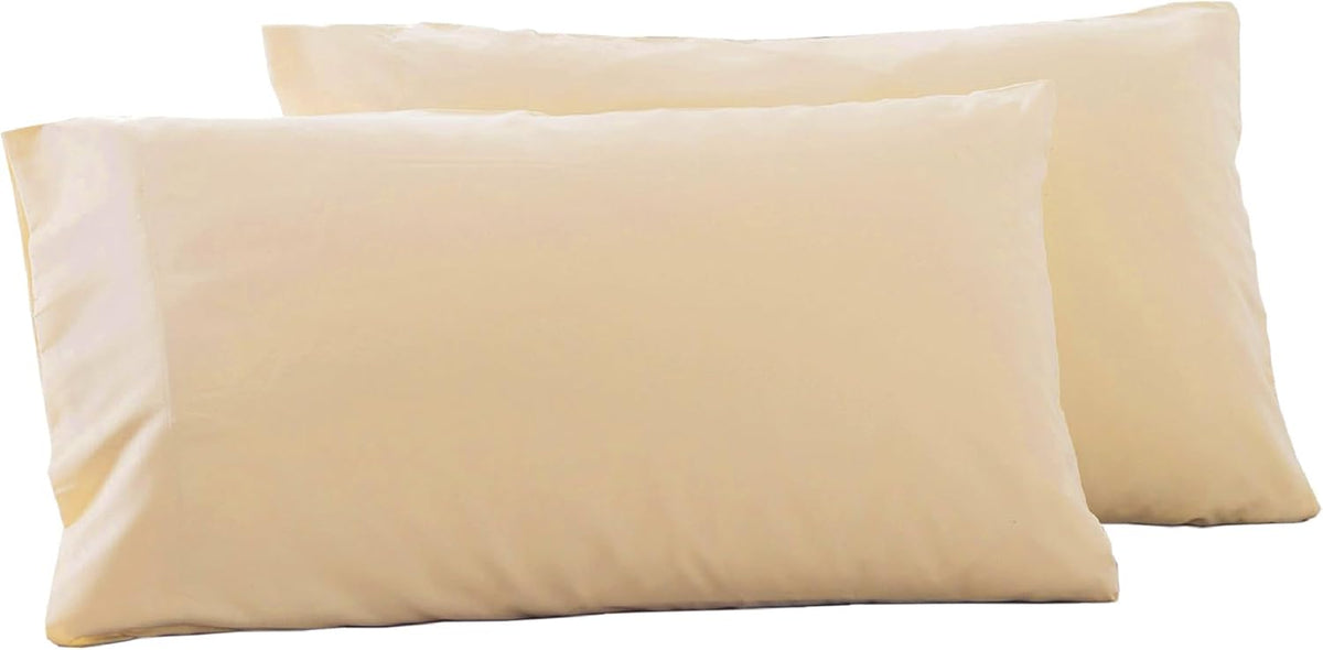Microfiber Queen Bed Pillowcases 2 Pack, Super Soft Bed Pillow Covers Envelope Closure, Wrinkle, Fade and Stain Resistant, 20x30, Light Beige