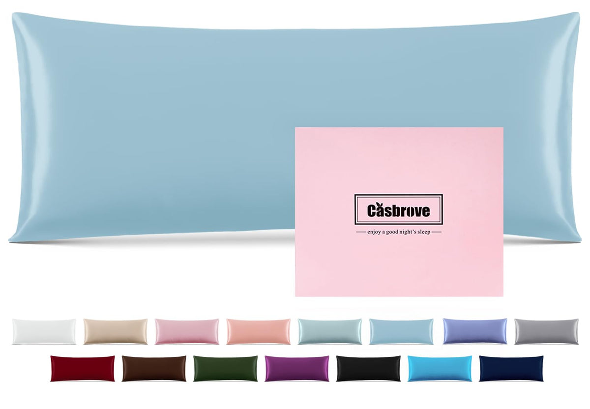 Silk Pillow Cases Mulberry Silk Pillowcases Soft Breathable Both Sided Natural Silk Pillowcase with Zipper Beauty Sleep Silk Pillow Cases 1 Pc for Gift (Standard, Cornflower Blue)