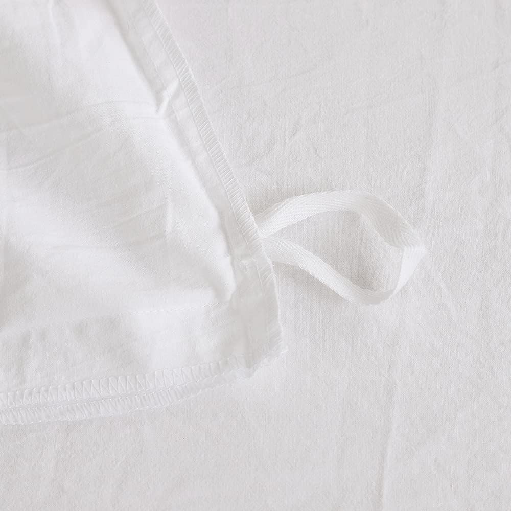 FACE TWO FACE Bedding Duvet Cover Set100% Washed Cotton Duvet Cover Linen Like Textured Breathable Durable Soft Comfy (Full, White)