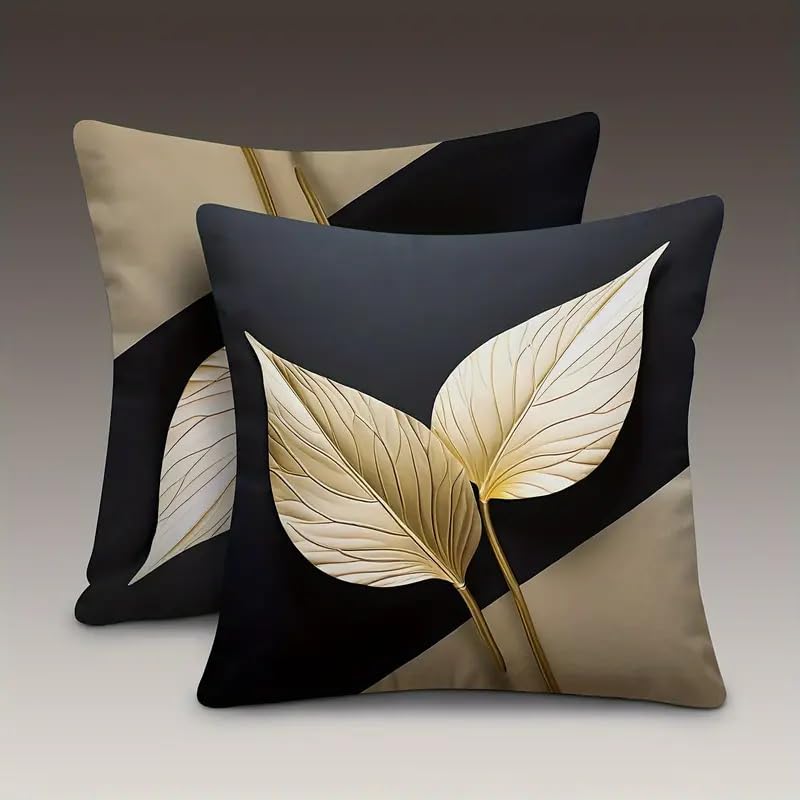 Decorative Throw Pillow Covers, Modern Abstract Brown Geometric Pattern, Set of 2，18x18 Pillows Linen Pillowcase，Modern Decorative Square Pillowcases for Sofa Couch Bedroom Living Room Car