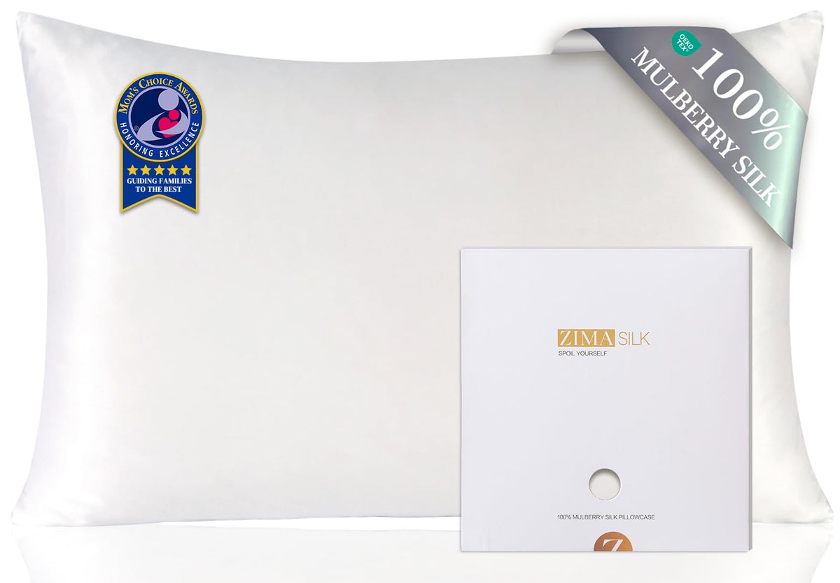 ZIMASILK 100% Pure Mulberry Silk Pillow Cases for Hair and Skin, Queen