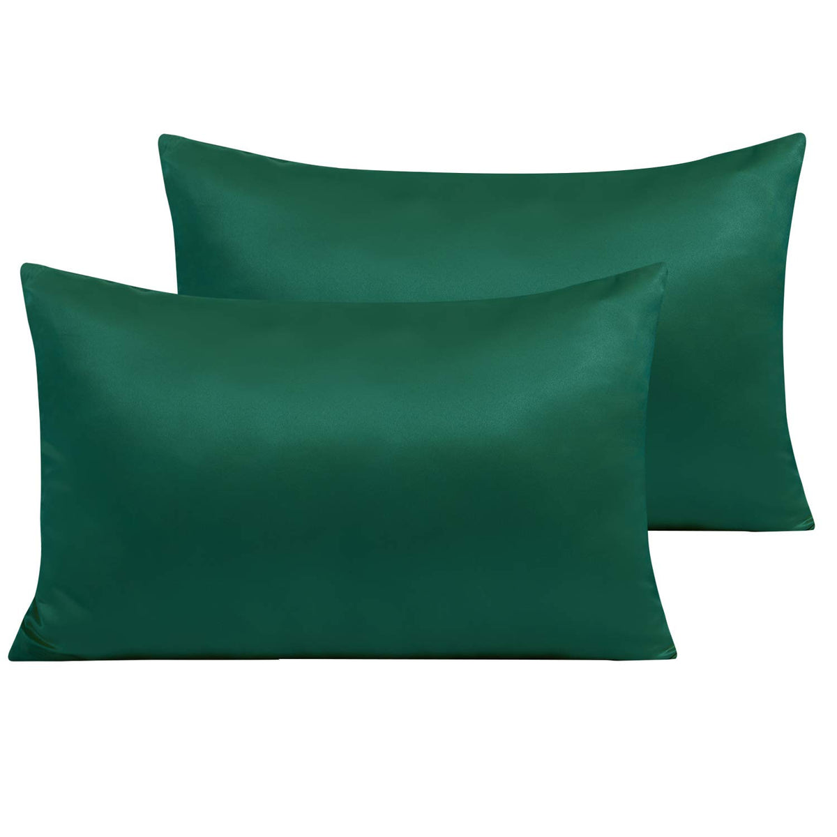 NTBAY Standard Satin Pillowcases, Set of 2, Zipper, Black