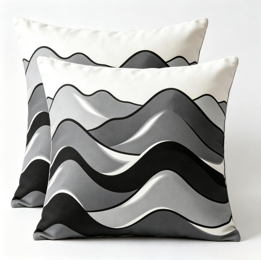 Decorative Throw Pillow Covers, Modern Abstract Brown Geometric Pattern, Set of 2，18x18 Pillows Linen Pillowcase，Modern Decorative Square Pillowcases for Sofa Couch Bedroom Living Room Car