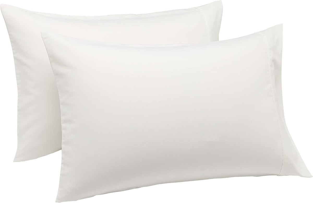 Amazon Basics Standard Pillowcases Set of 2 - Lightweight, Super Soft Easy Care Microfiber, Cream, 30" L x 20" W, Pillows Not Included