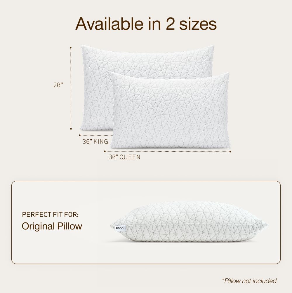 Coop Home Goods Original Pillow Case, Queen Size Pillow Case for Memory Foam Pillows, Breathable Ultra Soft Lulltra Fabric Cover with Zipper, Polyester/Rayon