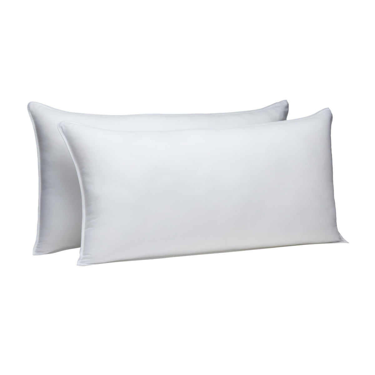 Amazon Basics Down Alternative Bed Pillows and Pillow Protector Case Set, Medium Density, Standard Size 26" x 20", Hypoallergenic, Microfiber, Washable, White, 2-Pack