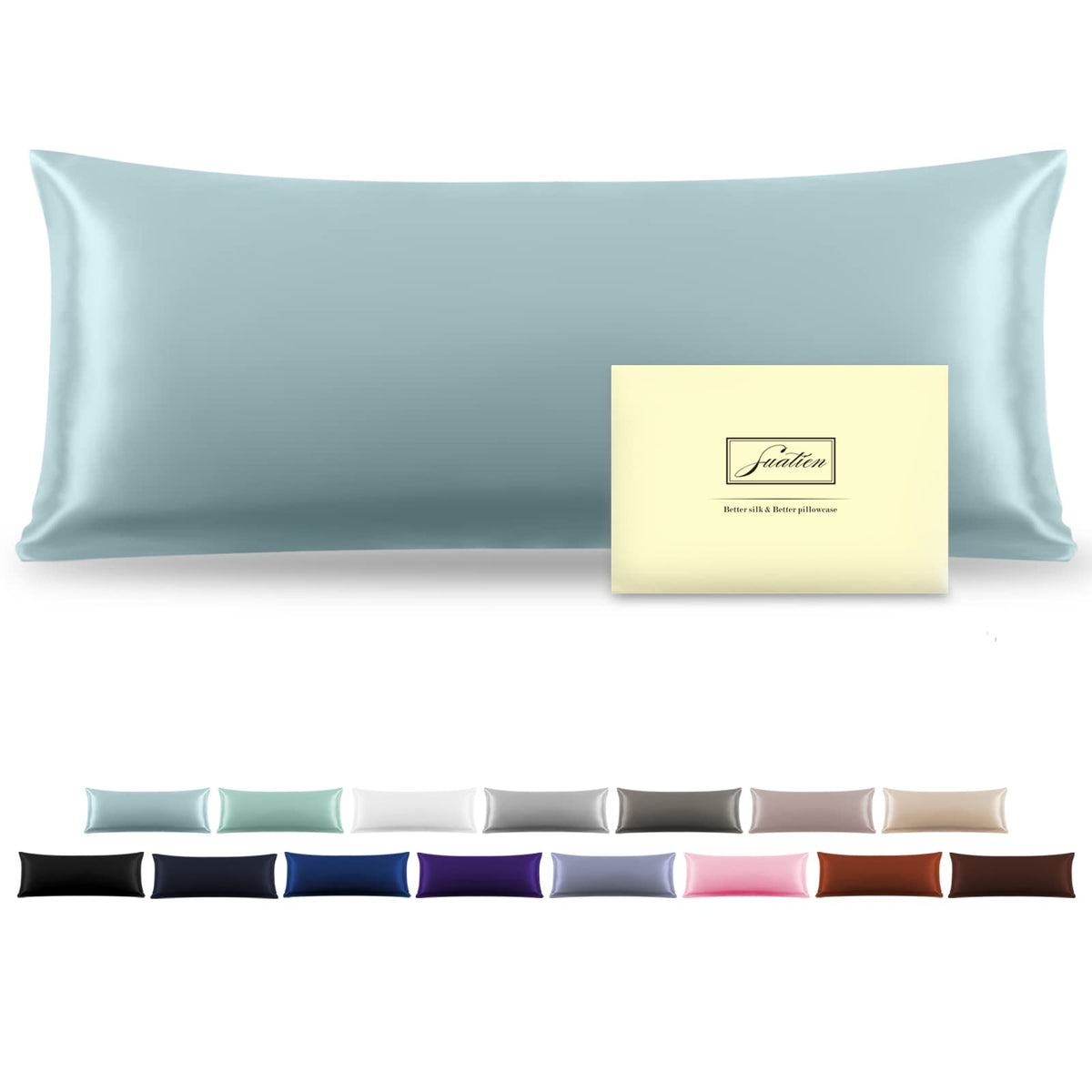 Mulberry Silk Pillowcase for Hair and Skin Standard Size 20"X 26" Pillow Case with Hidden Zipper Soft Breathable Smooth Cooling Silk Pillow Covers for Sleeping (Haze Blue,Standard,1Pcs)