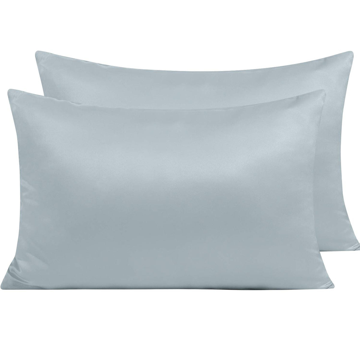 NTBAY Standard Satin Pillowcases, Set of 2, Zipper, Black