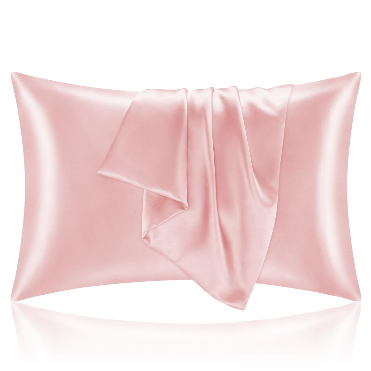 BEDELITE Zipper Satin Pillowcases, Standard Size 20"x26", Black, Set of 2
