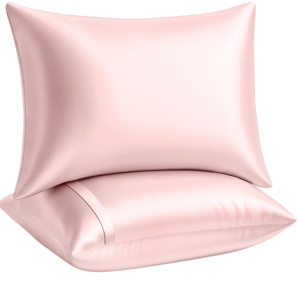 BLISSFORD Satin Pillowcase with Zipper, Like Silk Pillow Cases - Black