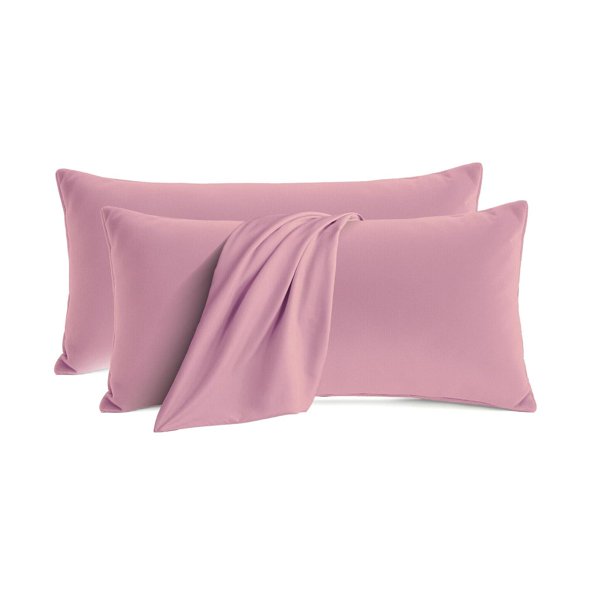 Set of 2 Brushed Microfiber Pillowcases 20x26 inch Pink