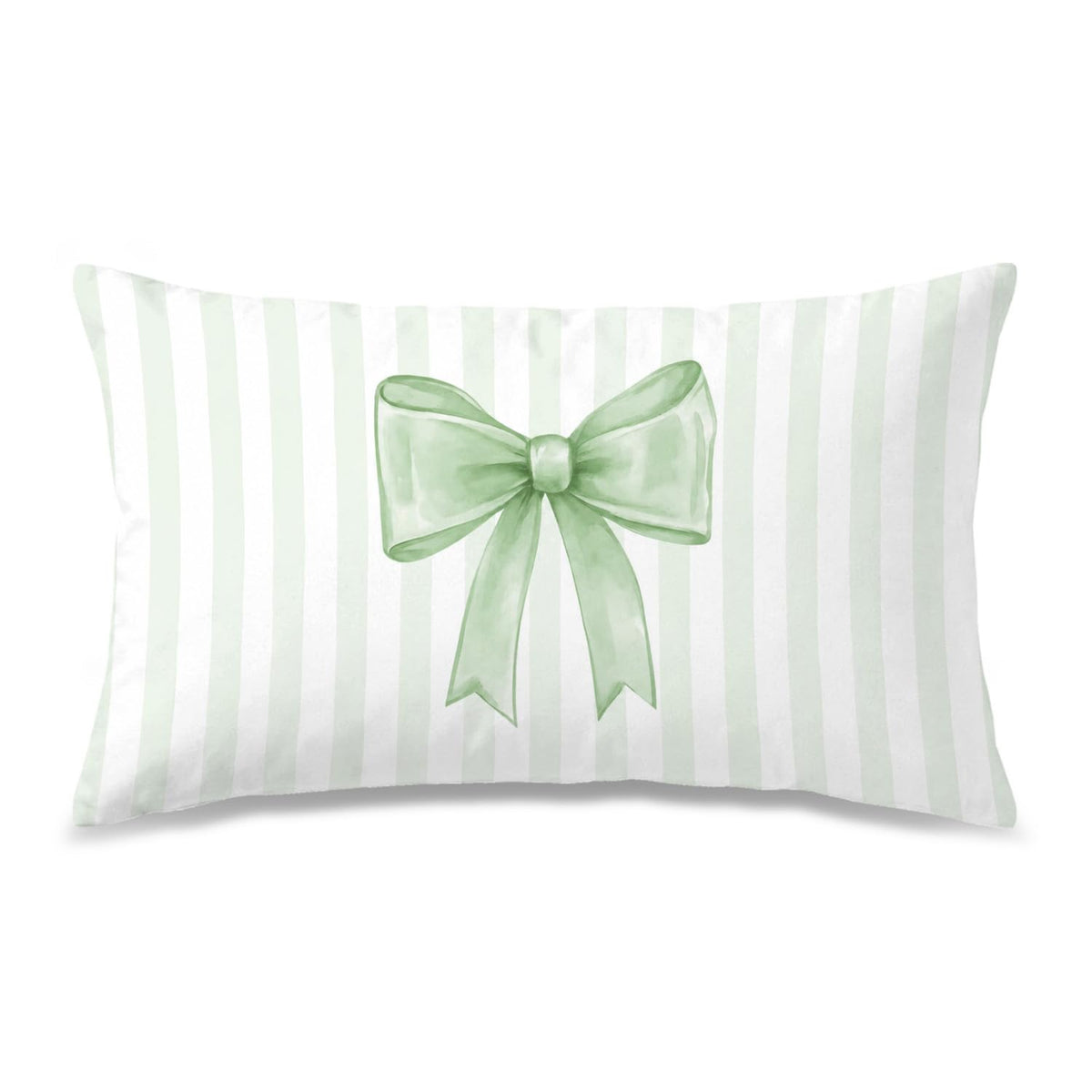 Pink Bow Decorative Throw Pillow 18x18 Inch – Cute Blush Pink Striped Pillow Cover for Girls Room, Baby Nursery, Sofa or Bedroom Decor