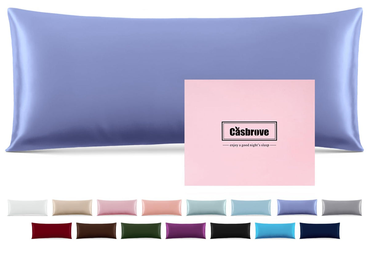 Silk Pillow Cases Mulberry Silk Pillowcases Soft Breathable Both Sided Natural Silk Pillowcase with Zipper Beauty Sleep Silk Pillow Cases 1 Pc for Gift (Standard, Cornflower Blue)