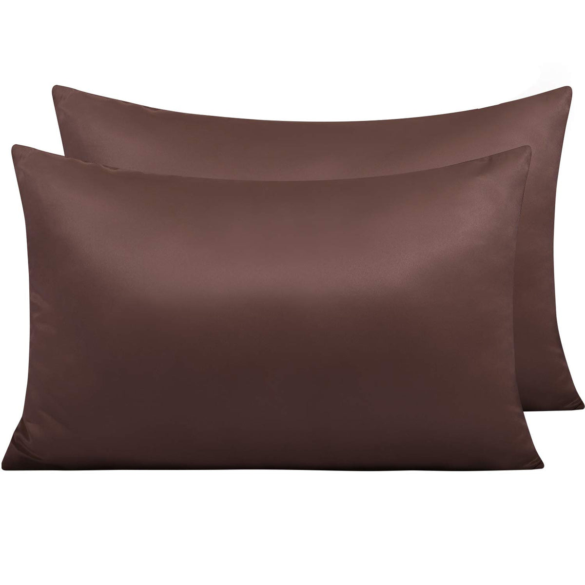 NTBAY Standard Satin Pillowcases, Set of 2, Zipper, Black