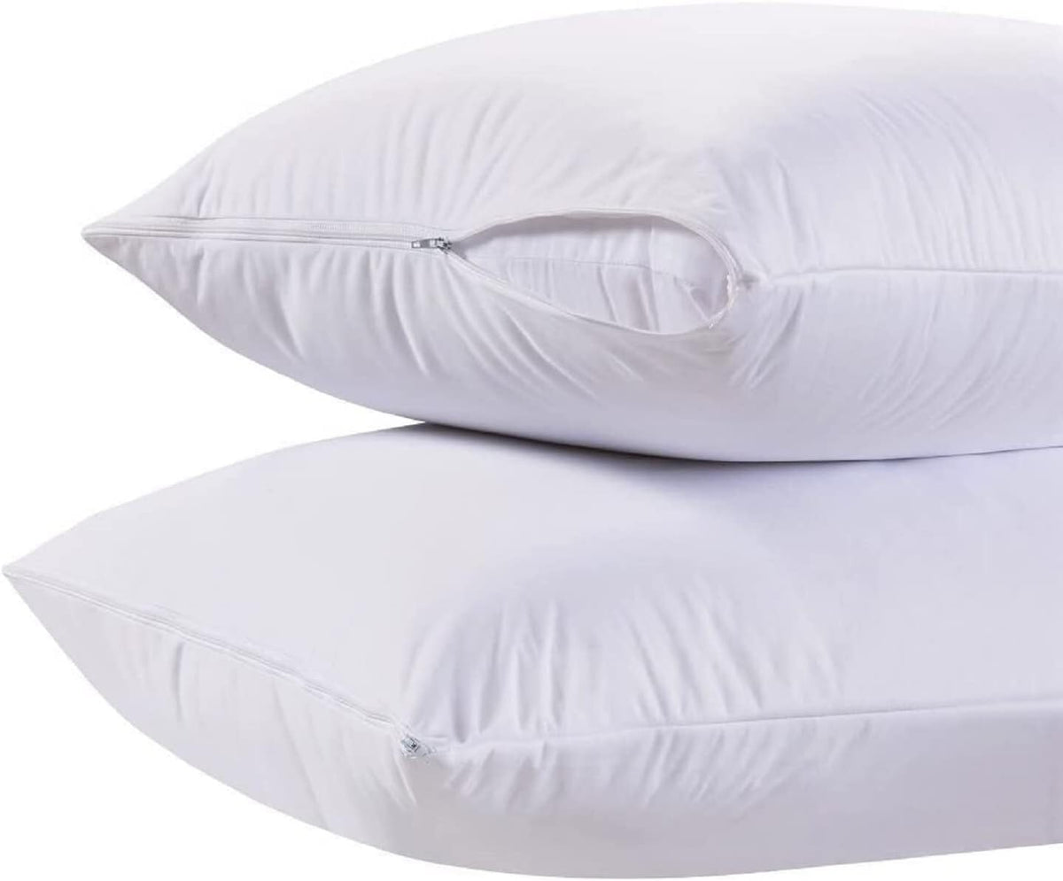 White Classic King Pillow Covers with Zipper 2 Pack - 20 x 36 Ultra-Soft, Cozy and Noiseless King Pillow Protector, 200 Thread Count, Fade-Resistant Pillow Shams