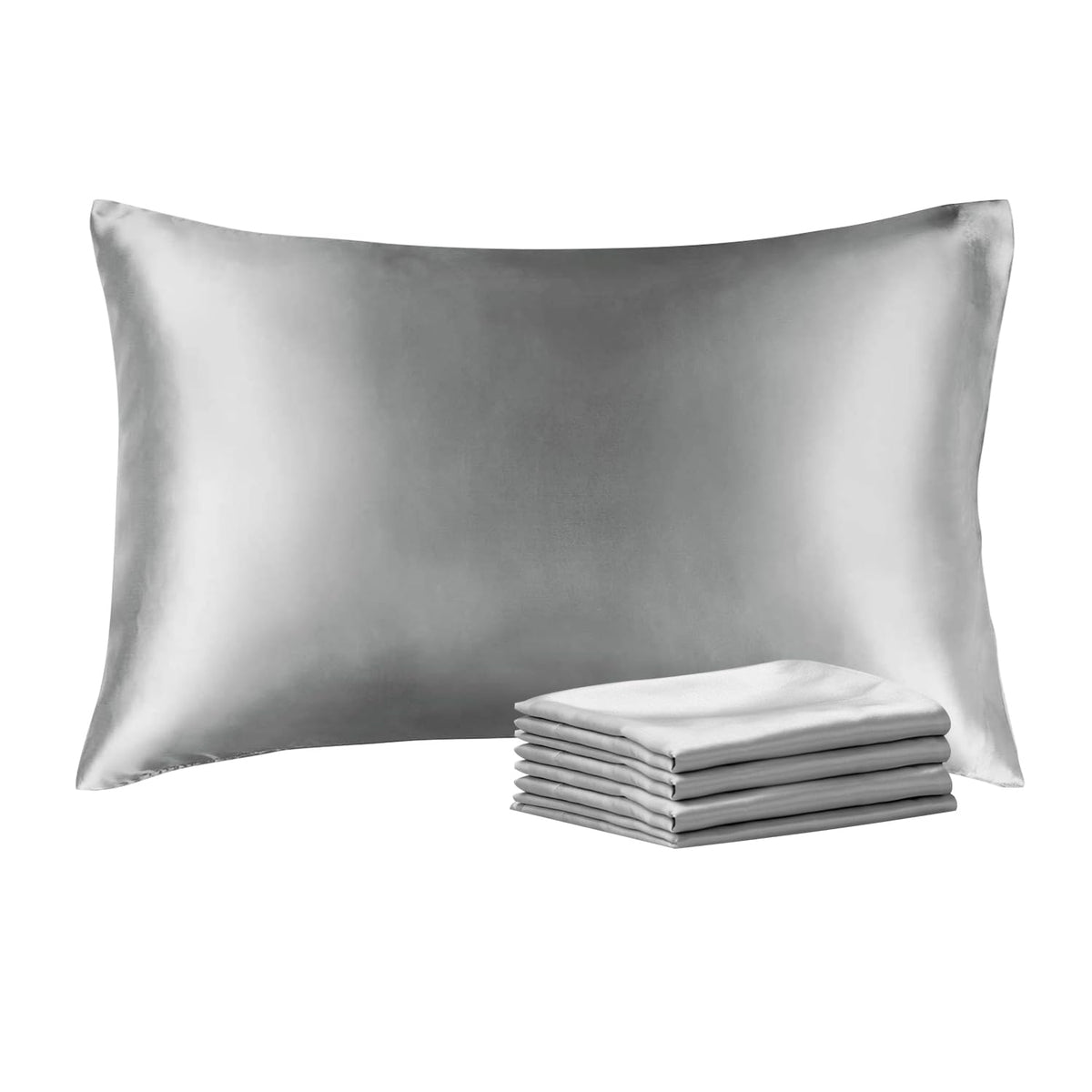 BEDELITE Zipper Satin Pillowcases, Standard Size 20"x26", Black, Set of 2