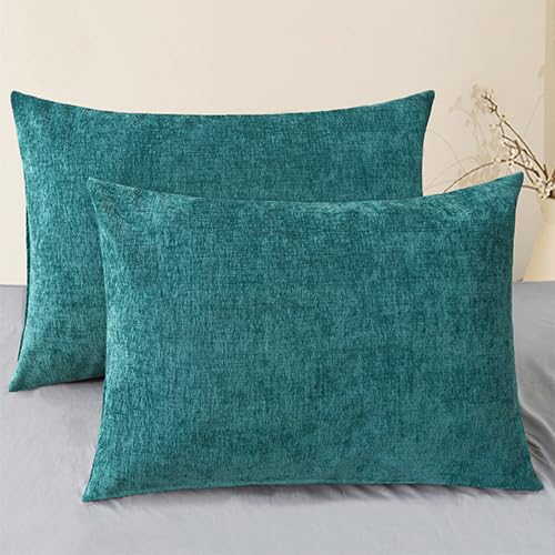 CaliTime Decorative Couch Throw Pillow Covers 18 X 18 Inches Navy Blue