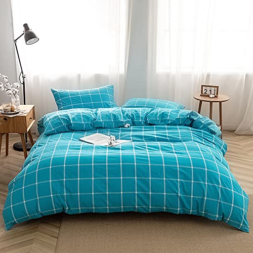 FACE TWO FACE Bedding Duvet Cover Set100% Washed Cotton Duvet Cover Linen Like Textured Breathable Durable Soft Comfy (Full, White)