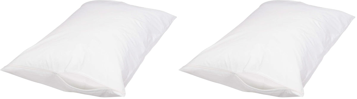 Amazon Basics King Pillow Protector with Zipper, Breathable 100% Cotton Hypoallergenic, Tight Weave, Machine Washable, White, 37 x 21 Inches, Pillows Not Included