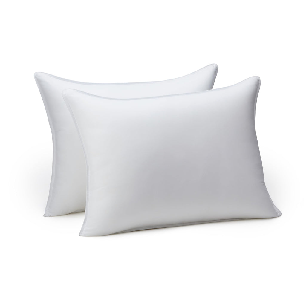 Amazon Basics Down Alternative Bed Pillows and Pillow Protector Case Set, Medium Density, Standard Size 26" x 20", Hypoallergenic, Microfiber, Washable, White, 2-Pack