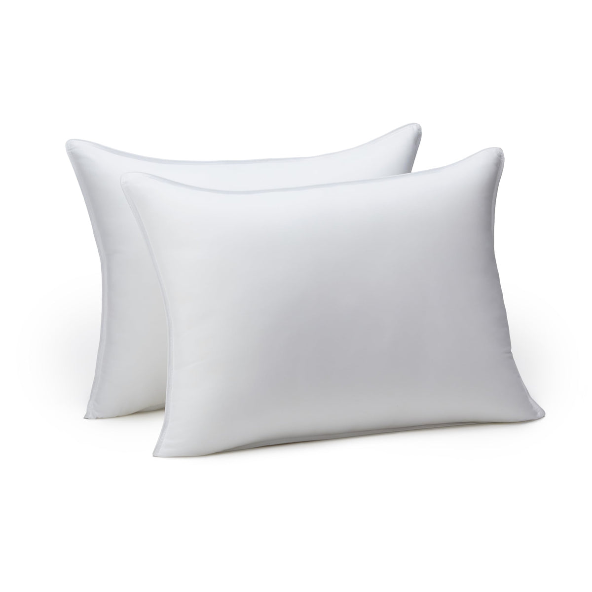 Amazon Basics Down Alternative Bed Pillows and Pillow Protector Case Set, Medium Density, Standard Size 26" x 20", Hypoallergenic, Microfiber, Washable, White, 2-Pack