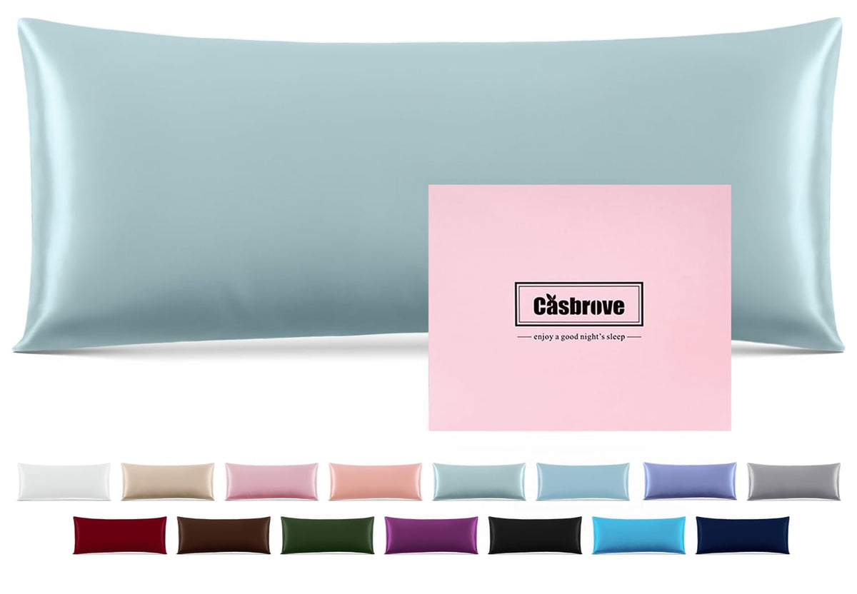 Silk Pillow Cases Mulberry Silk Pillowcases Soft Breathable Both Sided Natural Silk Pillowcase with Zipper Beauty Sleep Silk Pillow Cases 1 Pc for Gift (Standard, Cornflower Blue)