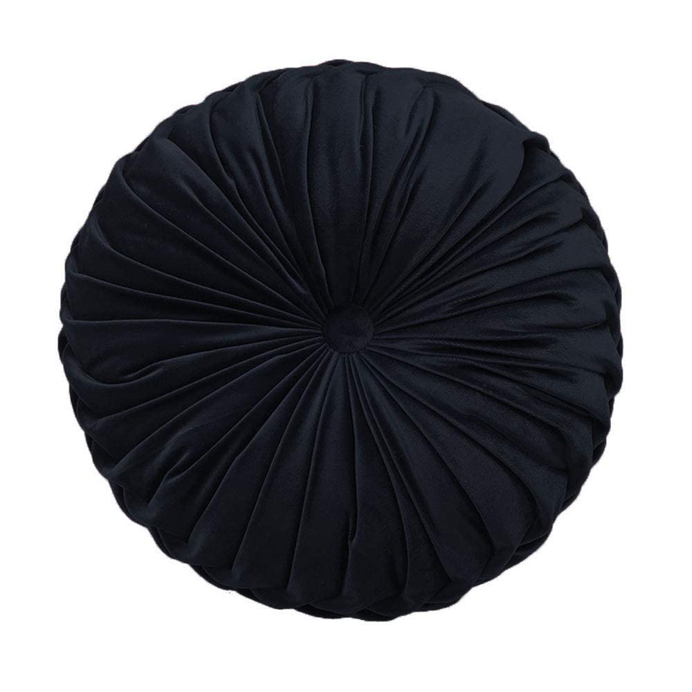 Teieas Round Pillows Velvet Pleated Circle Pillow Floor Pillows Burgundy