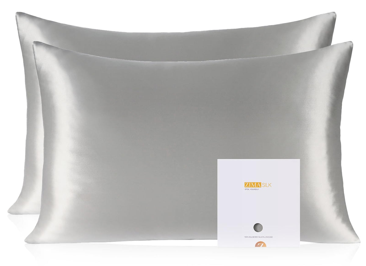 ZIMASILK 100% Pure Mulberry Silk Pillow Cases for Hair and Skin, Queen