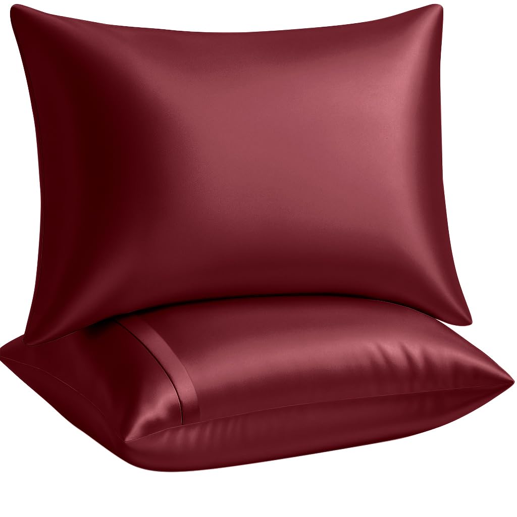 BLISSFORD Satin Pillowcase with Zipper, Like Silk Pillow Cases - Black