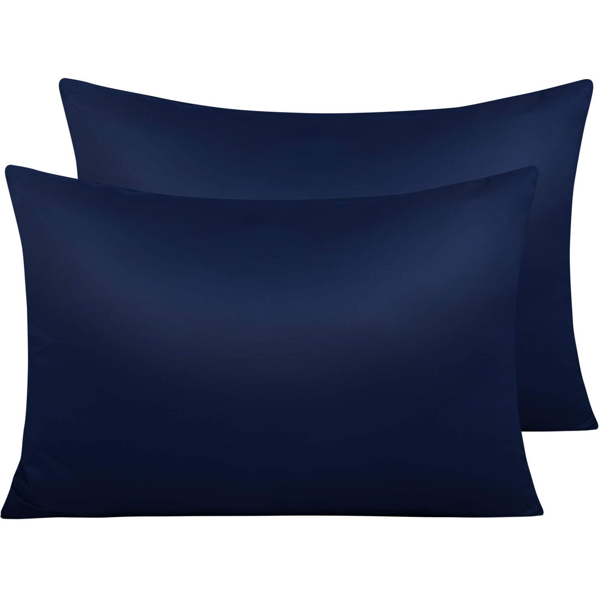 NTBAY Standard Satin Pillowcases, Set of 2, Zipper, Black