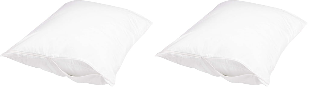 Amazon Basics King Pillow Protector with Zipper, Breathable 100% Cotton Hypoallergenic, Tight Weave, Machine Washable, White, 37 x 21 Inches, Pillows Not Included