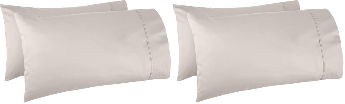 Amazon Basics 400 Thread Count Soft 100% Cotton Pillow Cases, Wrinkle Resistant, Sateen Weave, King Size, 40" x 20", Machine Washable, White, Set of 2, Pillows Not Included