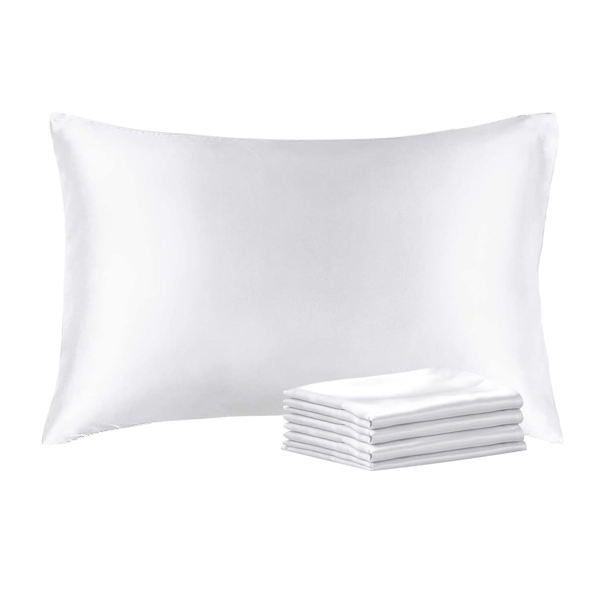 BEDELITE Zipper Satin Pillowcases, Standard Size 20"x26", Black, Set of 2