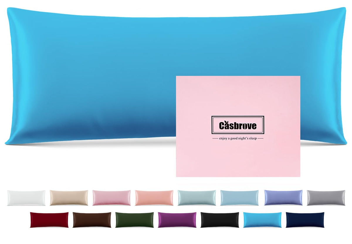 Silk Pillow Cases Mulberry Silk Pillowcases Soft Breathable Both Sided Natural Silk Pillowcase with Zipper Beauty Sleep Silk Pillow Cases 1 Pc for Gift (Standard, Cornflower Blue)