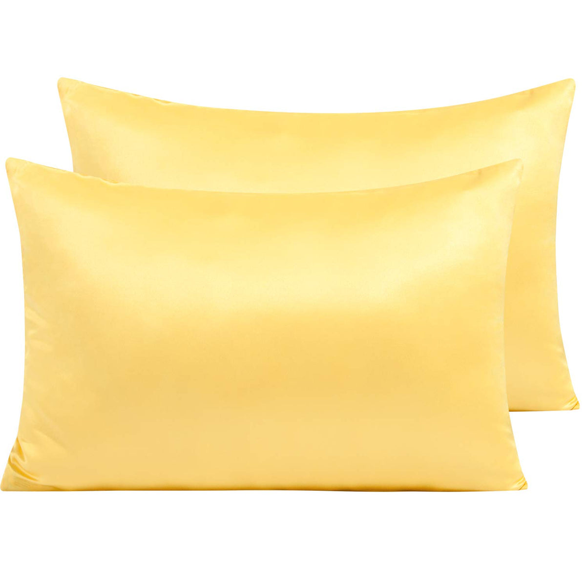 NTBAY Standard Satin Pillowcases, Set of 2, Zipper, Black