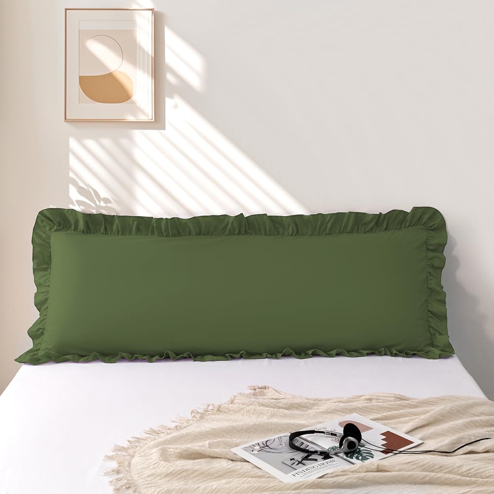 Ruffle Pillow Case Standard Size Set of 2, Pink, 20"x26"