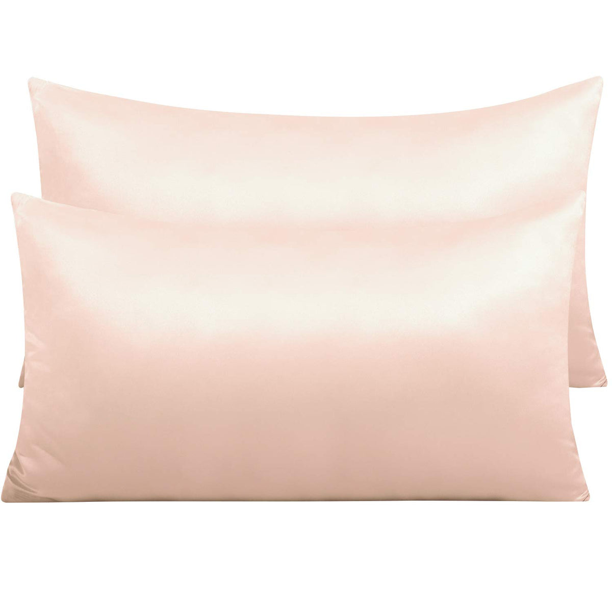 NTBAY Standard Satin Pillowcases, Set of 2, Zipper, Black