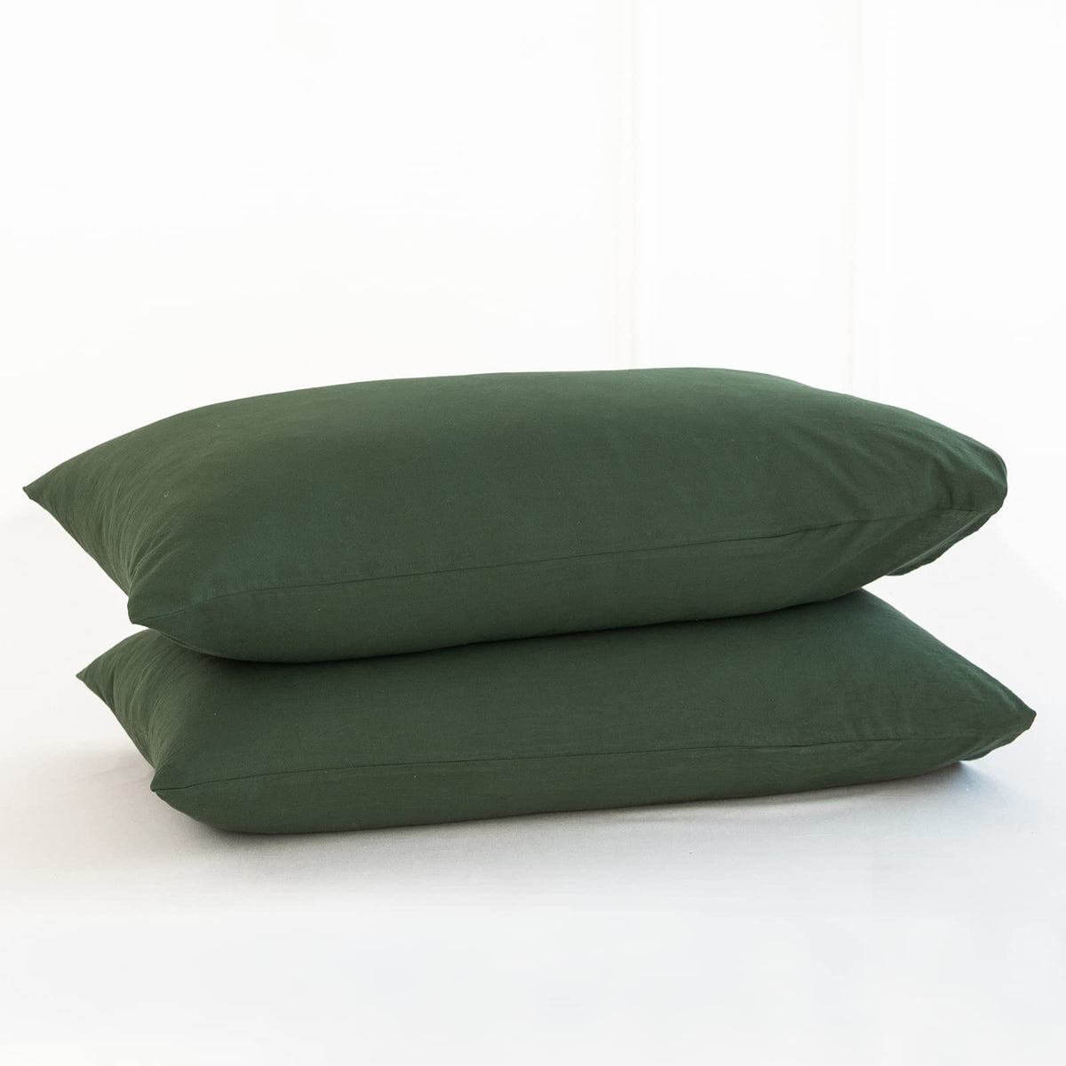 MOOMEE Pillowcase Set of 2 100% Washed Cotton Linen-Like Standard