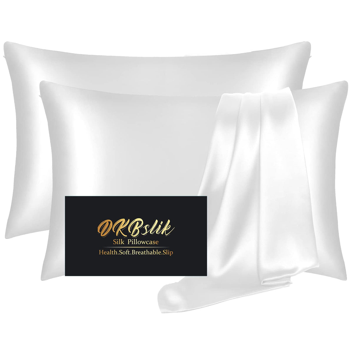Silk Pillowcase for Hair and Skin, Mulberry Silk Pillow Cases Standard Size, Anti Acne Cooling Sleep Both Sides Natural Silk Satin Pillow Covers with Hidden Zipper, Gifts for Women Men, Ash Blue