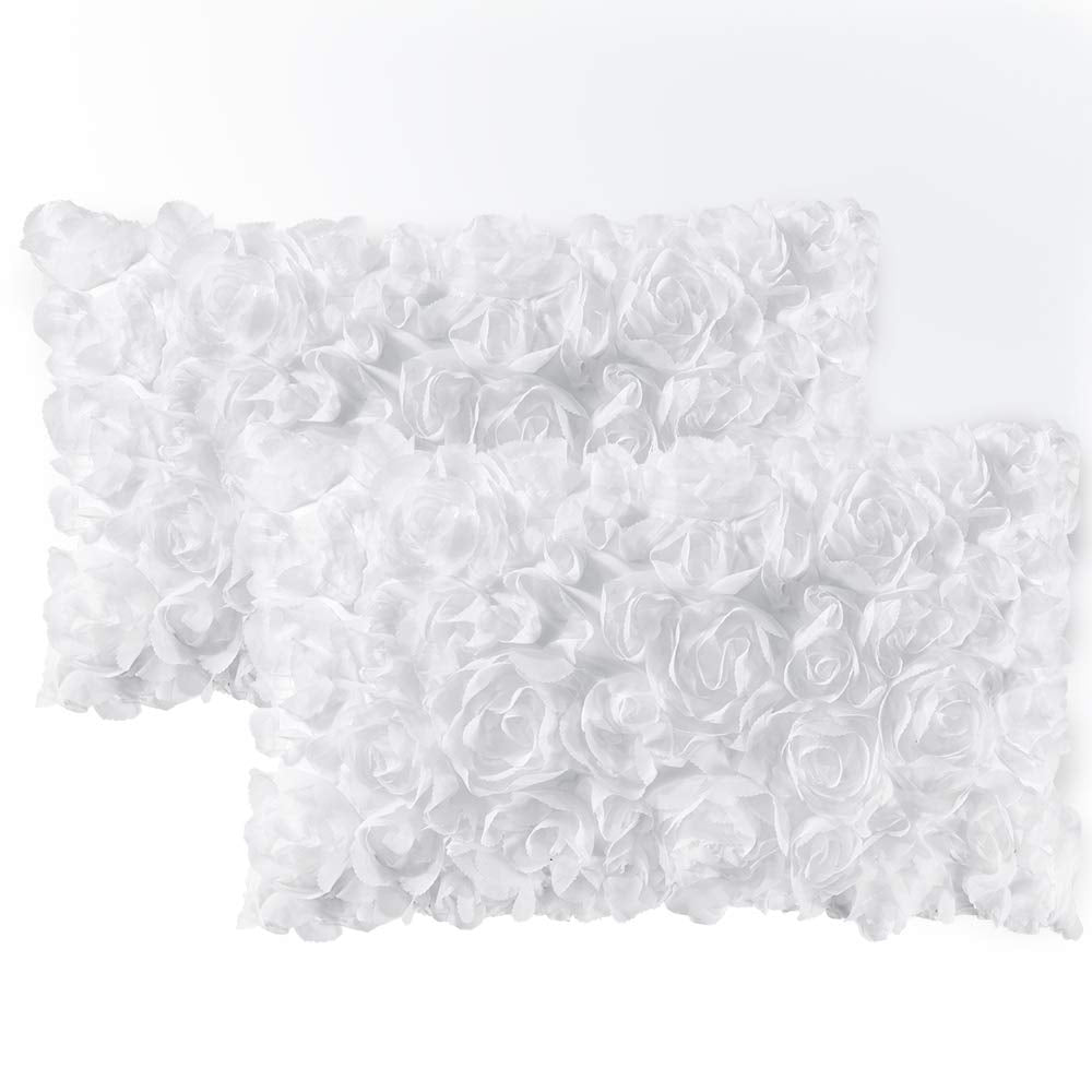 MIULEE Decorative Rose Flower Pillow Cover Pack of 1 Peach Pink 12x20 Inch