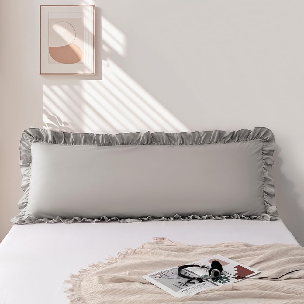 Ruffle Pillow Case Standard Size Set of 2, Pink, 20"x26"